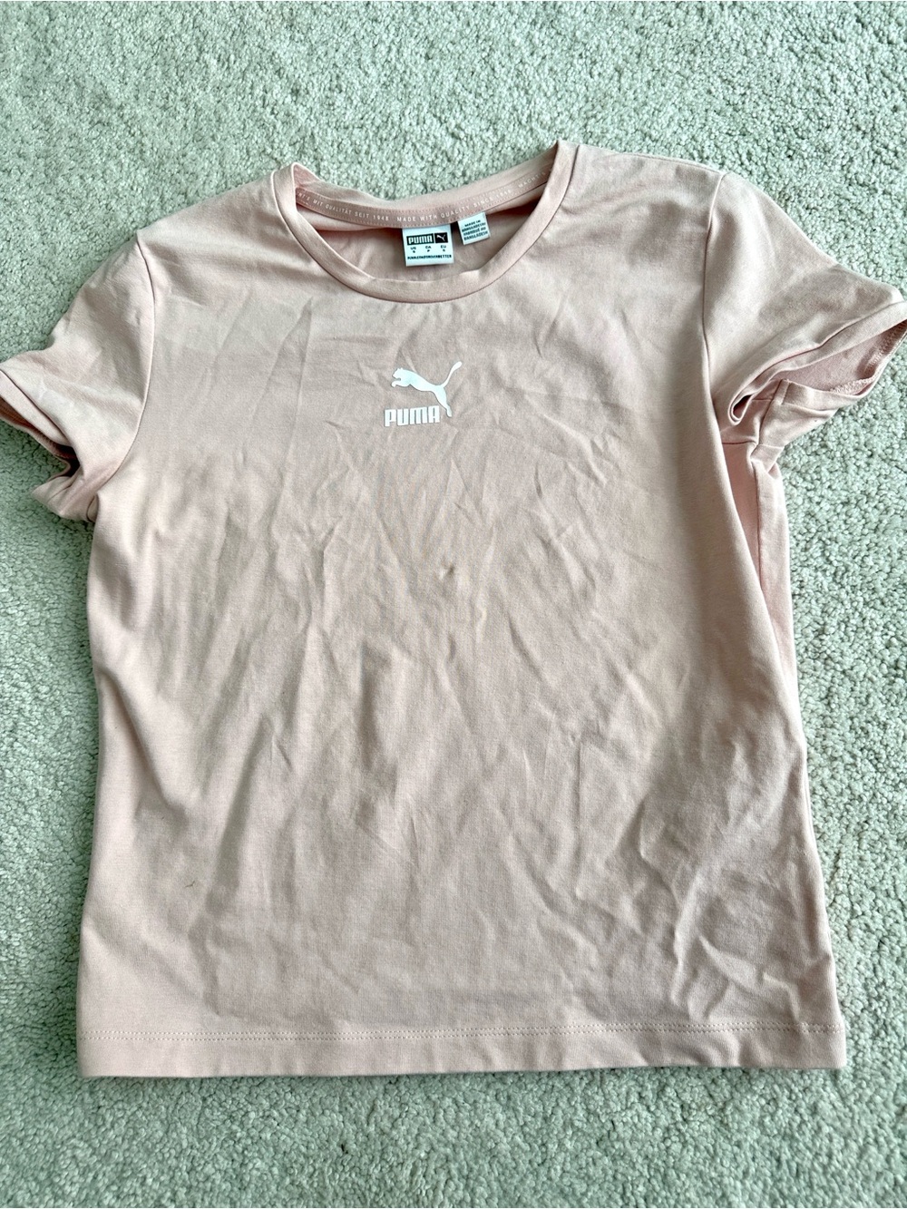 Puma  Pale Pink Logo Short Sleeve Tee